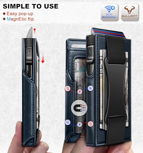 Image of BULLIANT Men Slim Leather Wallet Metal Case Money Clip-Magnetic Closure