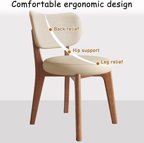 Miniatura 5 de YVYKFZD Juego de sillas de comedor, sillas de cocina sin brazos de madera, silla de comedor con respaldo curvo, silla tapizada de cuero para sala de