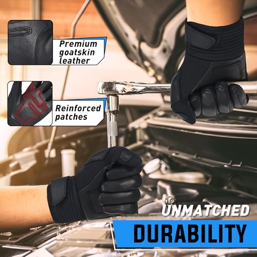 Image of HANDLANDY Work Gloves for Men & Women, Utility Mechanic Working Gloves Touch Screen, Flexible Gardening Gloves for Yard