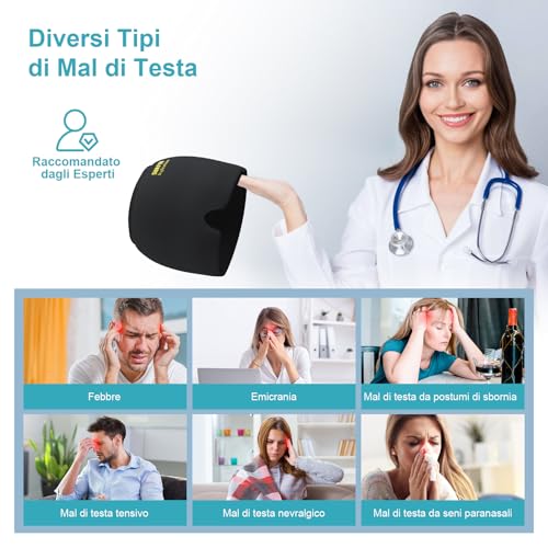 Surfou Cappello Per Emicrania 360º E Cappello Sollievo, Ghiaccio Gel Riutilizzabile Copricapo, Fascia Mal Di Testa, Terapia Del Freddo Cappello, Allevia Emicrania, Sinusite, Mal Di Occhi, Nero - 6