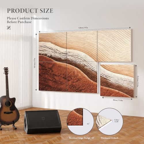 Image of JBER Acoustical Wall Panels 47.2 inch x 27 inch, Earth Wave Texture