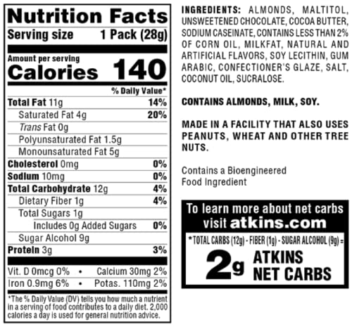 Atkins Endulge Treat Chocolate Covered Almonds. Rich & Crunchy. Keto-Friendly.1 Oz, 5 Count (Pack Of 4) #TOP7