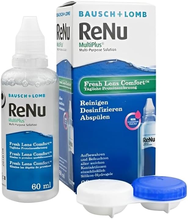 ReNu MultiPlus Multi-Purpose Solution 60ml – Bausch + Lomb Contact Lens Cleaner with Lens Case