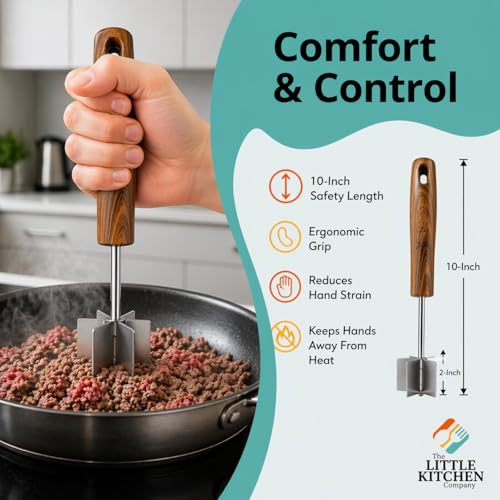 Image of Stainless Steel Meat Chopper & Masher, 6-Blade, Full Grip, Dishwasher Safe