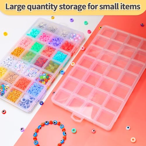 Image of IOOLEEM 28 Grids Plastic Bead Organizer Box, Organizer Container Storage Box, Dividers for bead arts and crafts.(2 Pack)