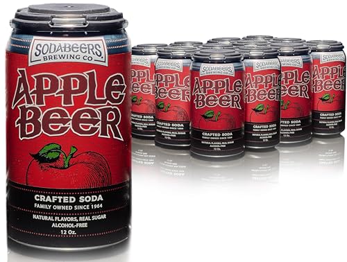 Apple Beer | SodaBeers Brewing Co | Alcohol-Free, Gluten-Free Crafted Soda Made With Natural Apple Flavors and Real Sugar, Refreshing Fruit Beverages (12 Cans)