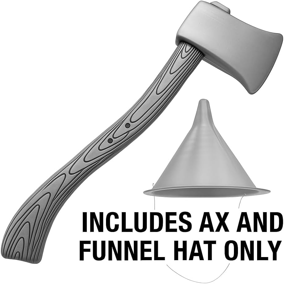 Nicky Bigs Novelties Silver Tin Funnel Hat And Lifesize Axe Costume Set Matte Silver Plastic Adult Cosplay Props - Image 3