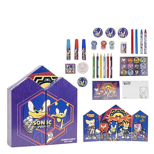 Sonic Advent Calendar - 24 Surprises Before Christmas - Stationery, Markers and Stickers - With Case Included - Original Product Designed in Spain