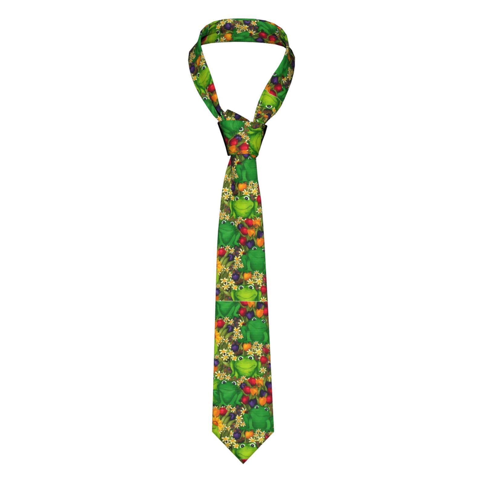 Men'S Tie Frog Print Woven Casual Necktie Slim Necktie Formal Necktie For Business Wedding