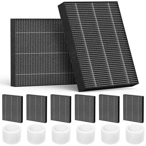 Beckacher 6000S Filter Replacement Compatible with LEVOIT Superior 6000S Smart Evaporative Humidifier 8 Pack Wick Filters+ 6 Pack Top Fill Filters Gray