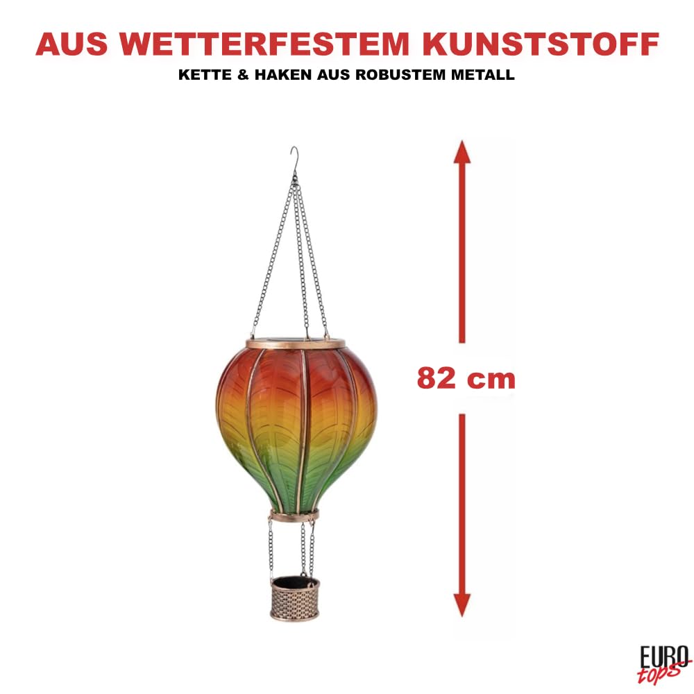 EUROtops Solar-Heißluftballon LED-Beleuchtung wetterfester Kunststoff Outdoor-Dekoration 12 20 40 flackernde LEDs