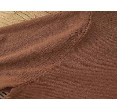 Men's Summer Knitted Short Sleeved Retro Solid Drape Business Casual Round-Neck Pullover3