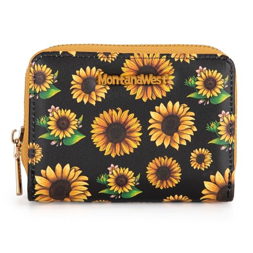 Image of Montana West Small Sunflower Wallet for Women Female Ladies with a Detachable Wristlet Women's Wallet with Rfid Blocking Lining Minimalist Lightweight & Easy to Carry MWC-4201BK