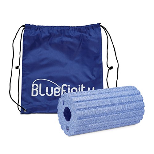 Bluefinity Rouleau de massage 29 cm 15 cm diamètre mousse rainures gymnastique fitness pilates yoga entraînement, noir Cover