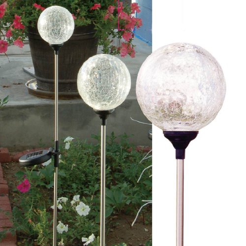 Solaration Crackle Glass Globe Solar Lawn Light, 3.5" Dia (3 Pack) #TOP4
