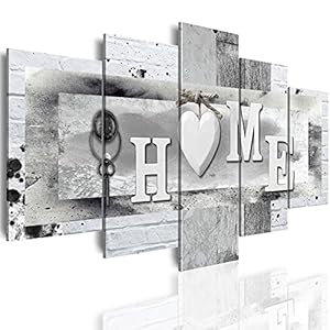 LUDUHU Love Sanctuary Canvas Print Wall Art – 5 Pieces Sweet Home Sign Wall Art,white Home Sweet Heart Painting,modern Family Wall Decor (F,Oversize 60x30inch)