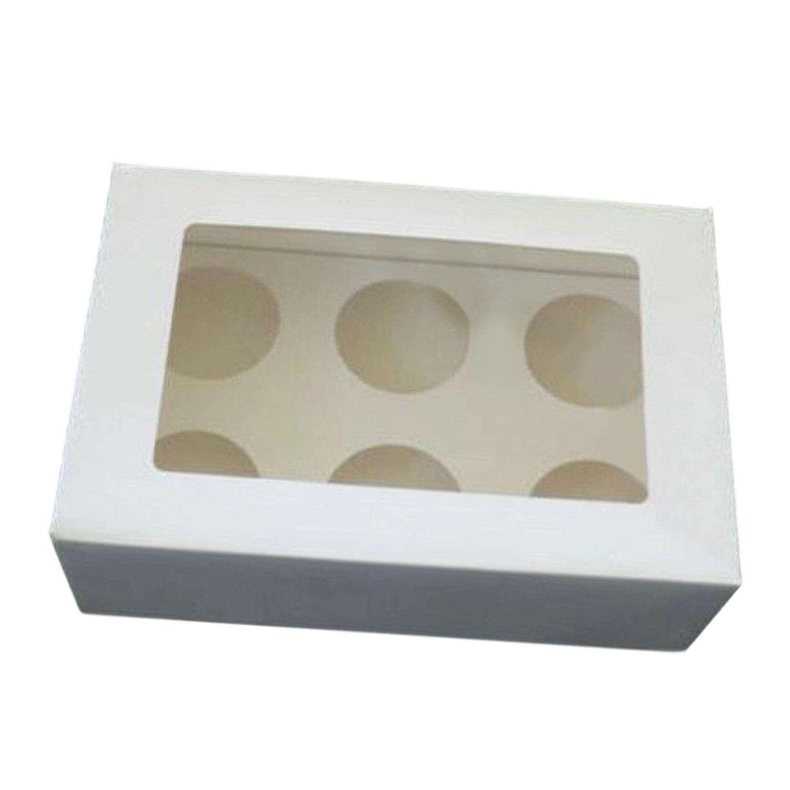 Juego de 25 Cajas para Cupcakes con 6 Orificios para Exhibir Fácilmente y Regalar en Bodas y Cumpleaños, Hechas de Cartón Blanco Resistente, Tamaño 25,5 X 17 X 8 Cm
