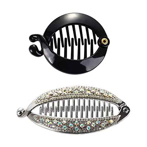 Elegant Shining Rhinestone Crystal Banana Clip, Fish Shape Grips Clamp Headwear, Women Rhinestone Fish Clip, Hair Claws(Silver) #TOP1