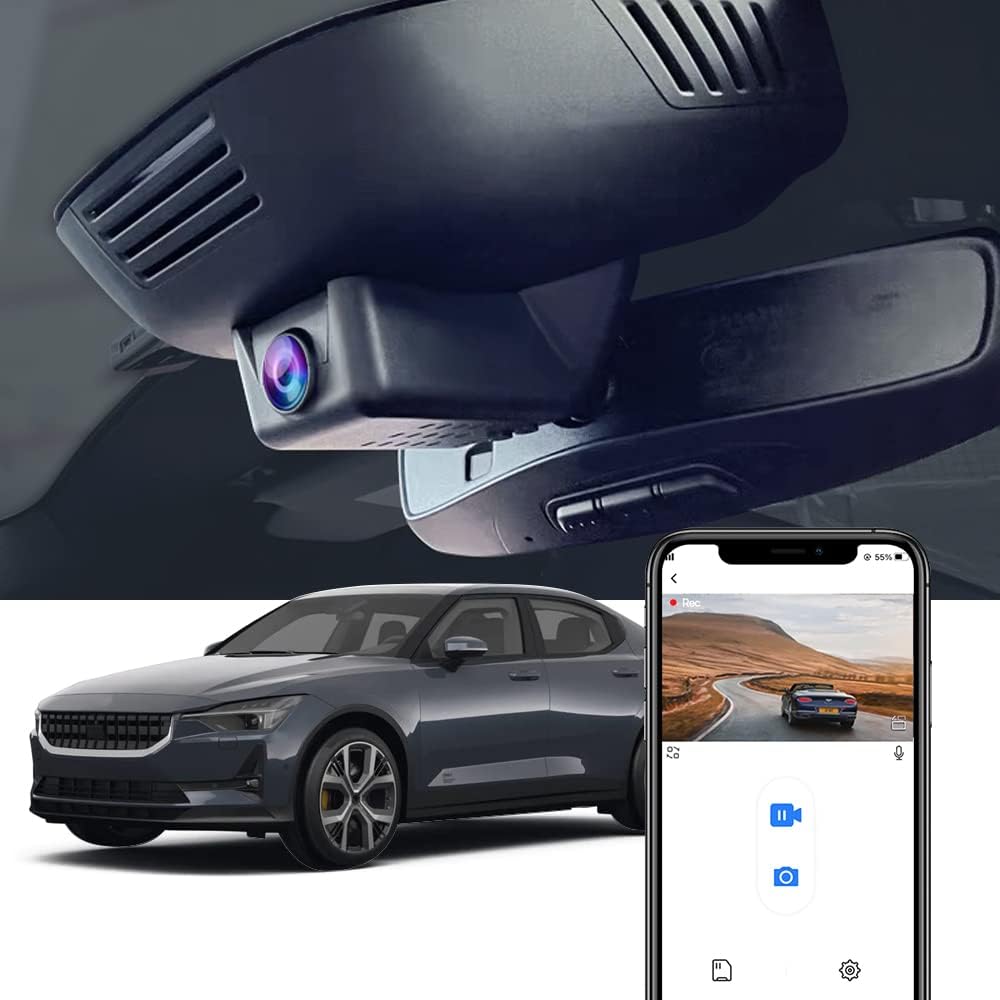 Fitcamx 4K Dash Cam Suitable for Polestar 2 2021-2026 Peformance Plus Launch Edition, Integrated OEM Style, Ultra HD 2160P Video, Built-in WiFi & APP, Loop Recording, G-Sensor, Plug & Play, 64GB Card