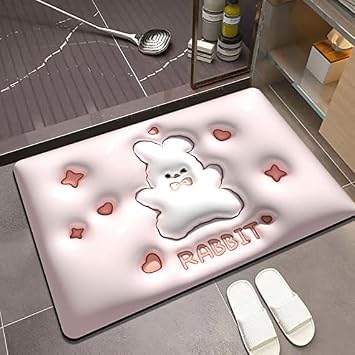 3D Visual Cute Flower Anti-Slip Absorbent Mat, Soft Diatom Mud Super Absorbent Floor Mat, Non Slip Bath Rugs for Bathroom