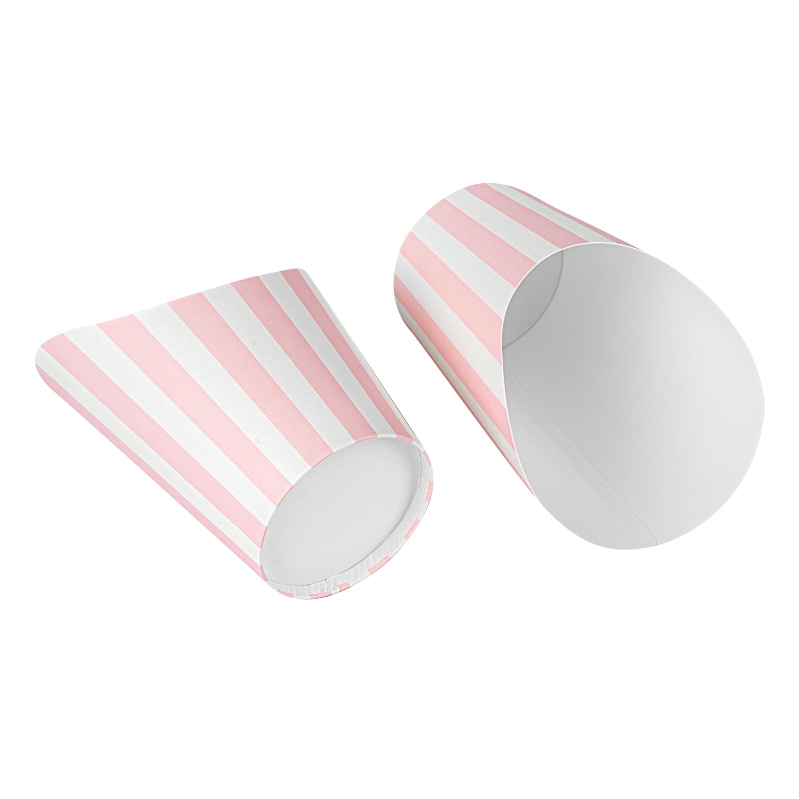 Restaurantware Bio Tek - Recipientes para patatas fritas de 12 onzas, 100 vasos desechables para charcutería, diseño inclinado, redondos, a rayas, para papas fritas o palomitas de maíz