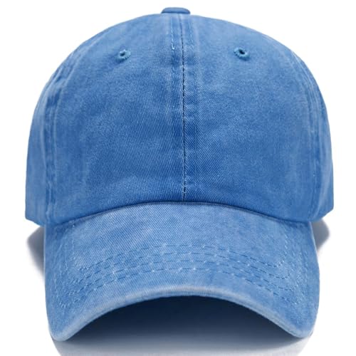 Edoneery Men Women Baseball Cap-Low Profile Adjustable Washed Cotton Golf Dad Hat Light Blue - Thumbnail 2