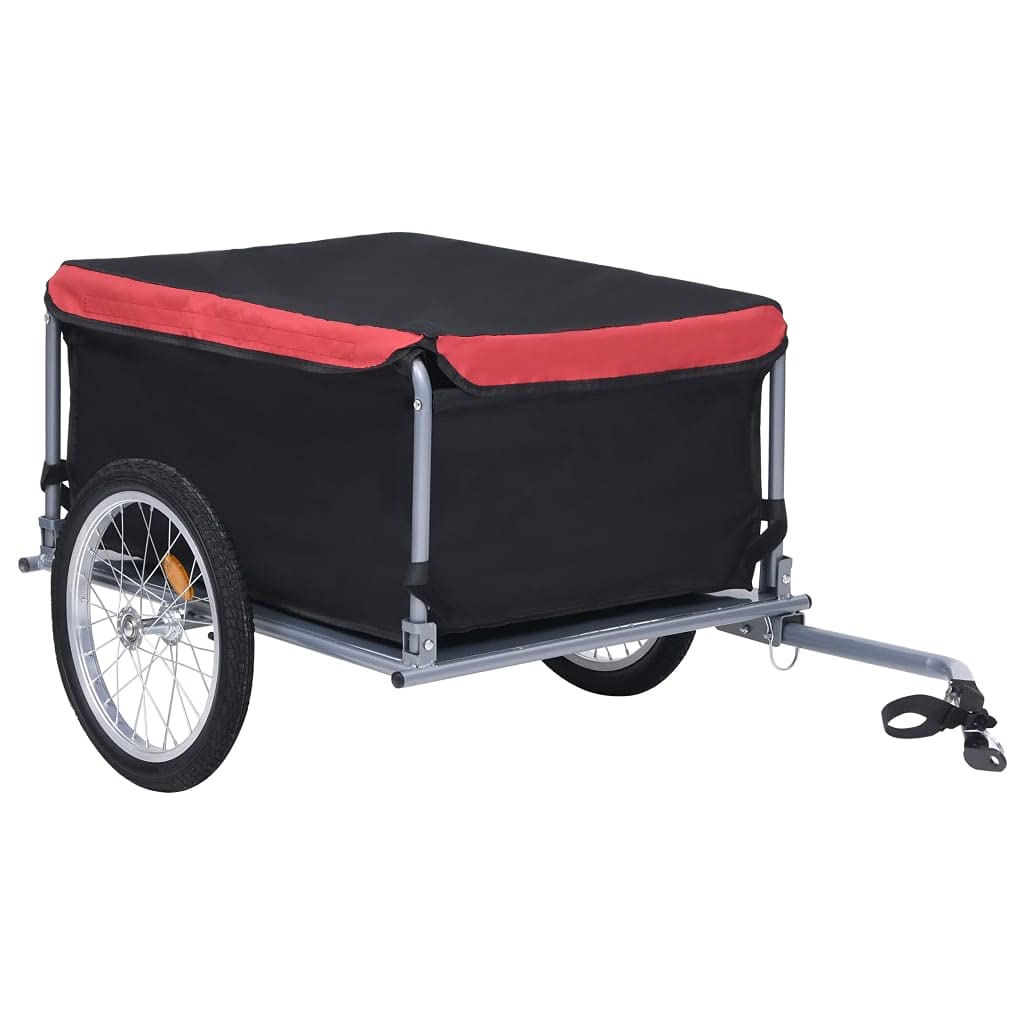 FAMIROSA Bike Cargo Trailer with Removable Cargo Compartment and Weather-Resistant Cover, Loading Bike Trailer Storage Cart with Reflectors for Carrying Groceries, Camping Gear Black & red 143.3 lb