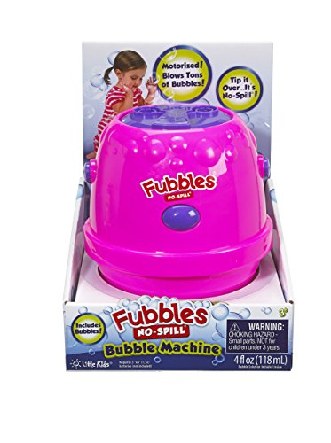 Little Kids Fubbles No-Spill Motorized Bubble Machine in Pink, Includes 4oz Bubble Solution