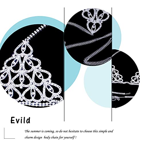 Evild Crystal Body Chain Silver Bikini Bra Chain Suit Beach Waist Belly Chain Crop Top Underwear Body Jewelry Accessories For Women And Girls #TOP4