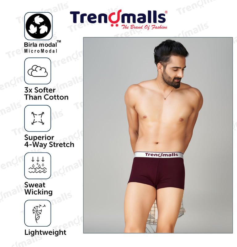 Image of TRENDMALLS Men's Birla Micromodal Regular Fit Solid Men Underwear Trunks with No Marks Waistband
