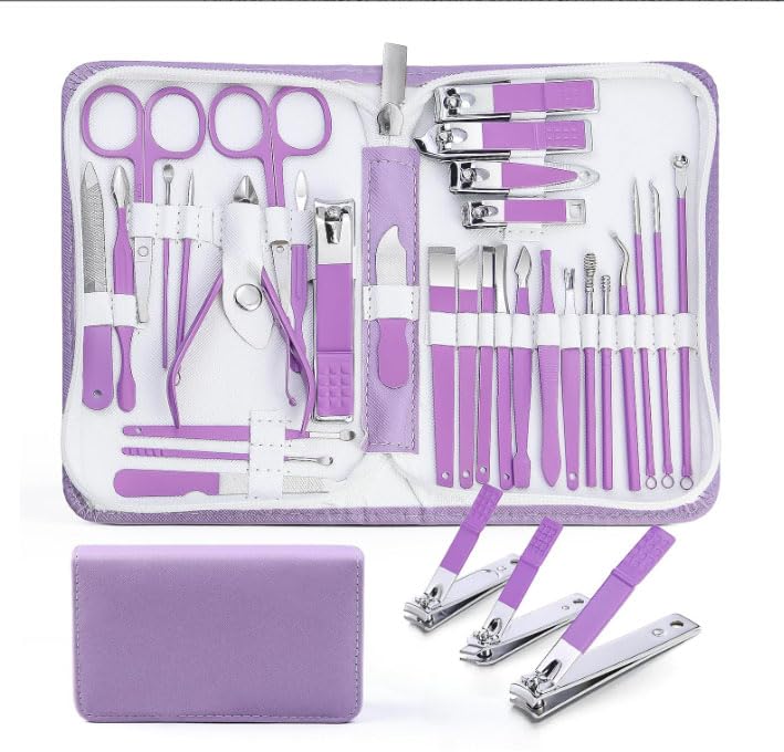 Manicure kit for Women Personal Nail Care Kit, 30 in 1 Professional Stainless Steel fingernail and toenail Clippers,Pedicure Kit and Beauty Tools