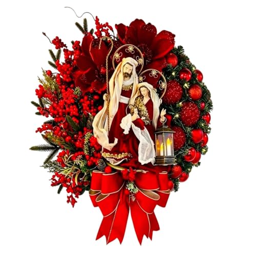 12×10.4'' Little Jesus Figures Christmas Wreaths for Front Door Home Decor - image 1