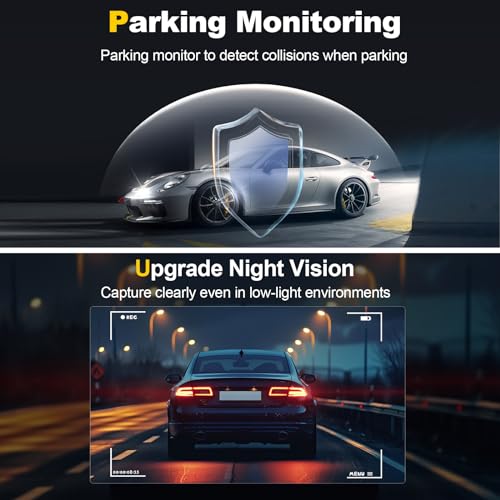 Sasinon Dash Camera, 4K/1080P Dash Cam Front Rear Built-In Wifi thumb #5
