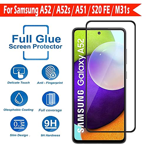 Image of Screen Protector for Samsung Galaxy A52s 5G | A52 5G (Black) Tempered Glass Edge-to-Edge 6D Screen Guard With Installation Kit