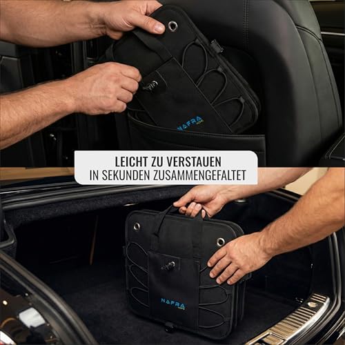 Nafra Home Kofferraumtasche Auto – Aufbewahrungsbox Groß 65L Mit Deckel Und Rutschfester Basis, Feste Struktur – Kofferraum Tasche Schwarz Oxford Gewebe 600D 57x37x32cm