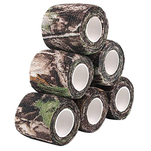 6 Rolle Camouflage Band,Elastische Klebebinde Camouflage, Multifunktionales Stealth Selbsthaftende Non-Woven Schutz…