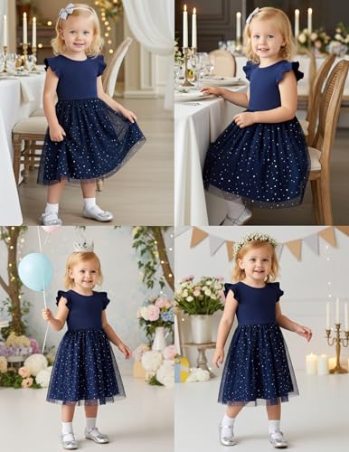 Image of PATPAT Girls Sequin Polka Dot Tutu Princess Birthday Party Dresses 3-4T