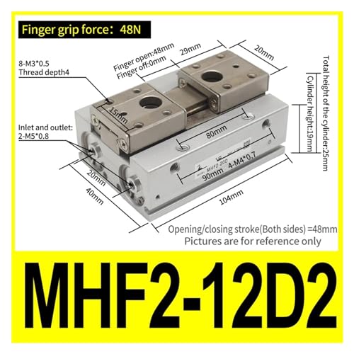 Cylindre de force MHF2-12D2 pour espace restreint et préhension de précision - 3