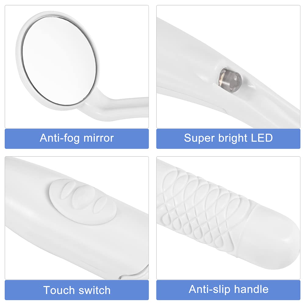 Espejo dental multicolor con luz de inspección de dientes, espejo LED antivaho, MM380, herramienta de cuidado bucal para dentistas (azul cielo)