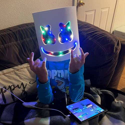 XIDIAK LED Light Up Flashing Mask Helmet for DJ Music Festival - Halloween Costume Props Full Head Cosplay with Flashing Style - Image 2