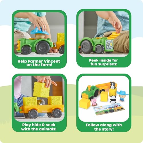 Image of Learning Resources Peeksville Haul & Seek Tractor - Farm Animal Toys, Play Figure Playsets, Barnyard Toys, Toddler Farm Playset, Farmer Toy, Animal Toy Sets, Gifts for Boys and Girls