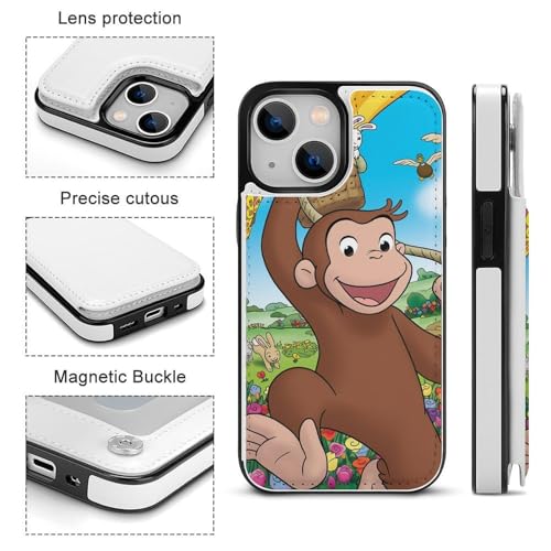 iPhone16 Pro用ケース 手帳型 おさるのジョージ 【全機種対応】 アイフォン16 Pro用ケース スマホケース 財布型 PUレザー おしゃれ 背面カード収納 スタンド機能 携帯カバー 耐衝撃