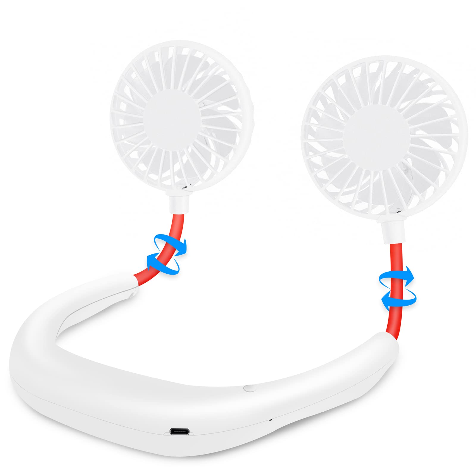 SZ-JIAHAIYU Portable Neck Fan Rechargeable USB Hands-Free Fan Personal 360° Double Headed Free Rotation 3 Speed Adjustable Wearable Face Mini Small Fan Perfect for Working, Office, Reading, Traveling