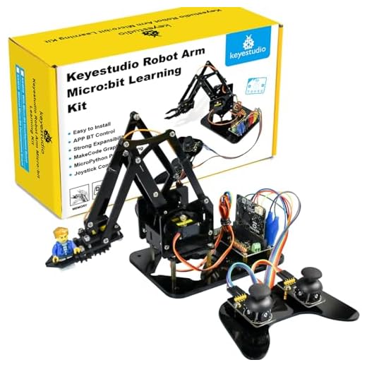 KEYESTUDIO BBC Micro:bit 4-DOF Robot Arm Kit with Microbit V2, STEM Education Kit with MakeCode/Python Coding for Programming Learning of per 14+ adolescenti
