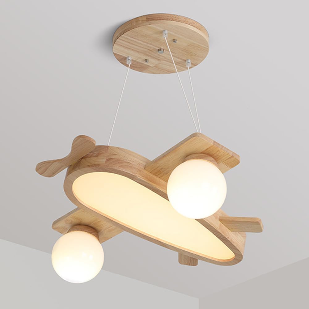 Suspension avion en bois rustique de style vintage avec globe de lait