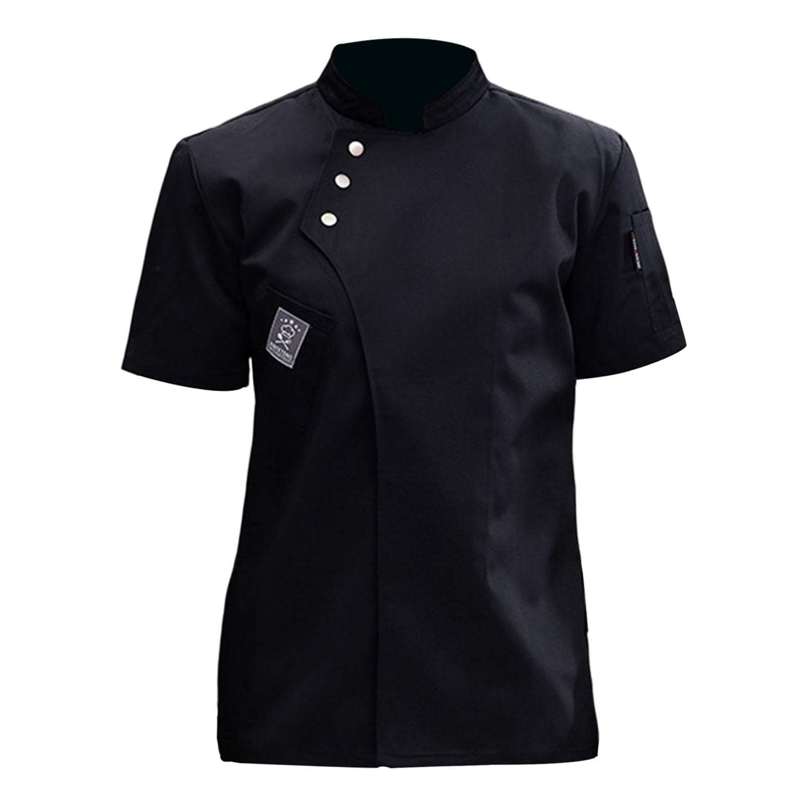 Chef Jacket Short Sleeve Cooking Clothes Simple Chef Coat for Restaurant Black 4XL'|Clothing Shoes & Accessories | Uniforms & Work Clothing-image-23