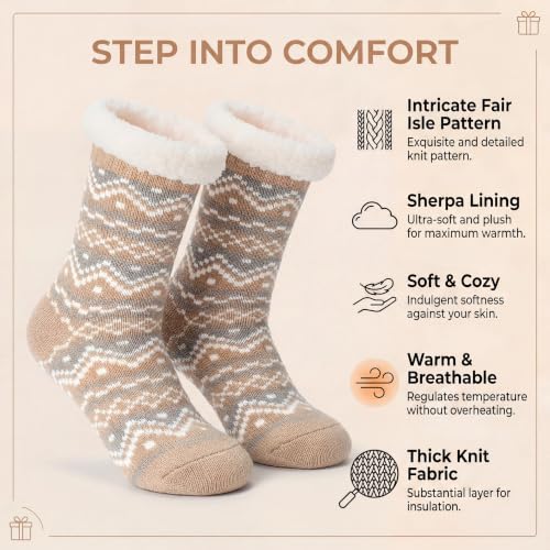 Image of The Metluks Women's Fuzzy Slipper Socks with Non-slip Grippers, Sherpa Lined Warm Cozy Gift Socks