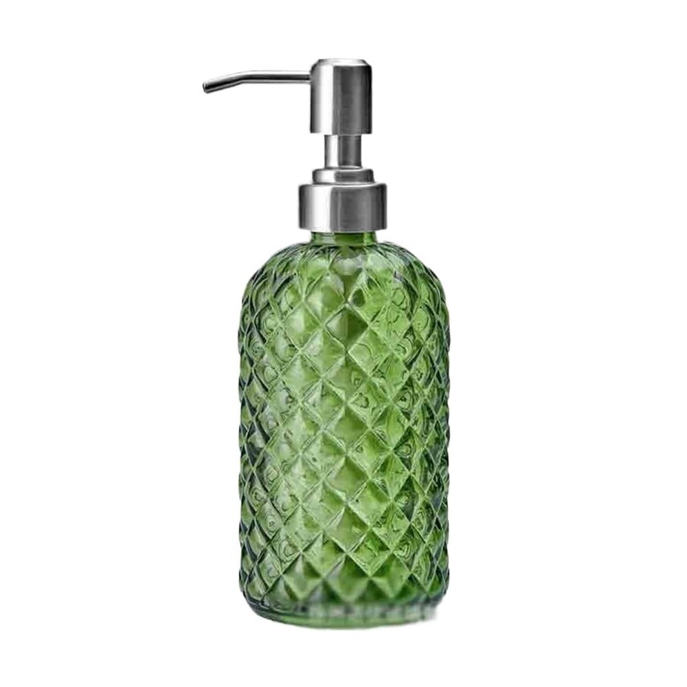 Distributeurs de Savon Bouteille de lotion en verre 400 ml Porte-savon for maison/hôtel/salle de bain Transparent Cylindrique Bleu/Transparent/Vert/Orange Accessoire Salle de Bain(Transparent)