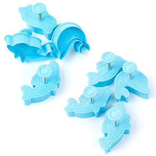 NUOMI Plunger Cookie Stamps Cutters Set Biscuit Cutters Cake Mold Dolphin Fondant Presses 8 Pcs Small Pastry Molds DIY Decoration Impressions Tool