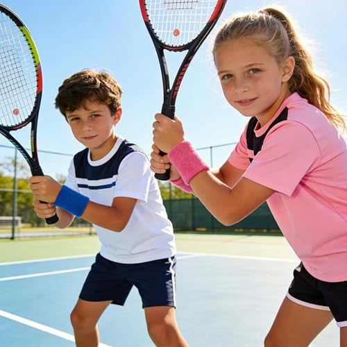 Image of 60 Pcs Wristband Bulk Sweatbands Neon 80s Sports Tennis Wristband Thick Cotton Gymnastics Adult Sweat Band Absorbent Sweatband for Men Women Party Supply Basketball Football 30 Pair